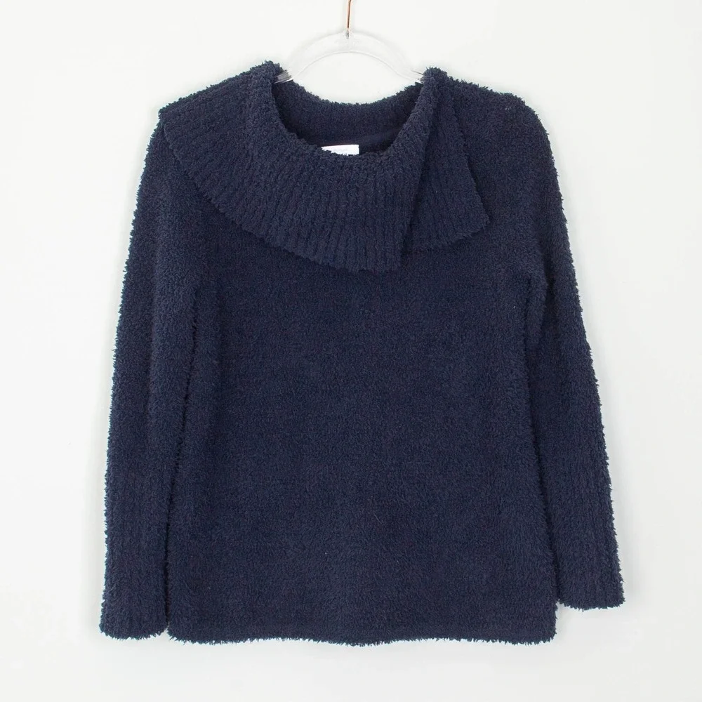 Pure Jill Navy Blue‎ Soft Cozy Cowl Neck Pullover Sweater S Petite Fuzzy Winter